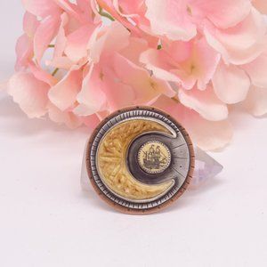 Mixed Metal  Crescent Moon & Scrimshaw Necklace